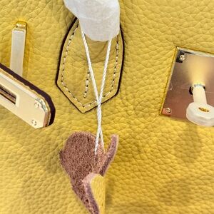 Yellow Leather Women's Satchel Belted bag Dual Top Handle w/ Gold HW Crossbody